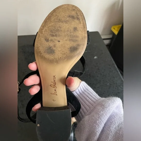 Sam Edelman Sammy Black Suede Block Heels Size 9 1/2 - Picture 8 of 8